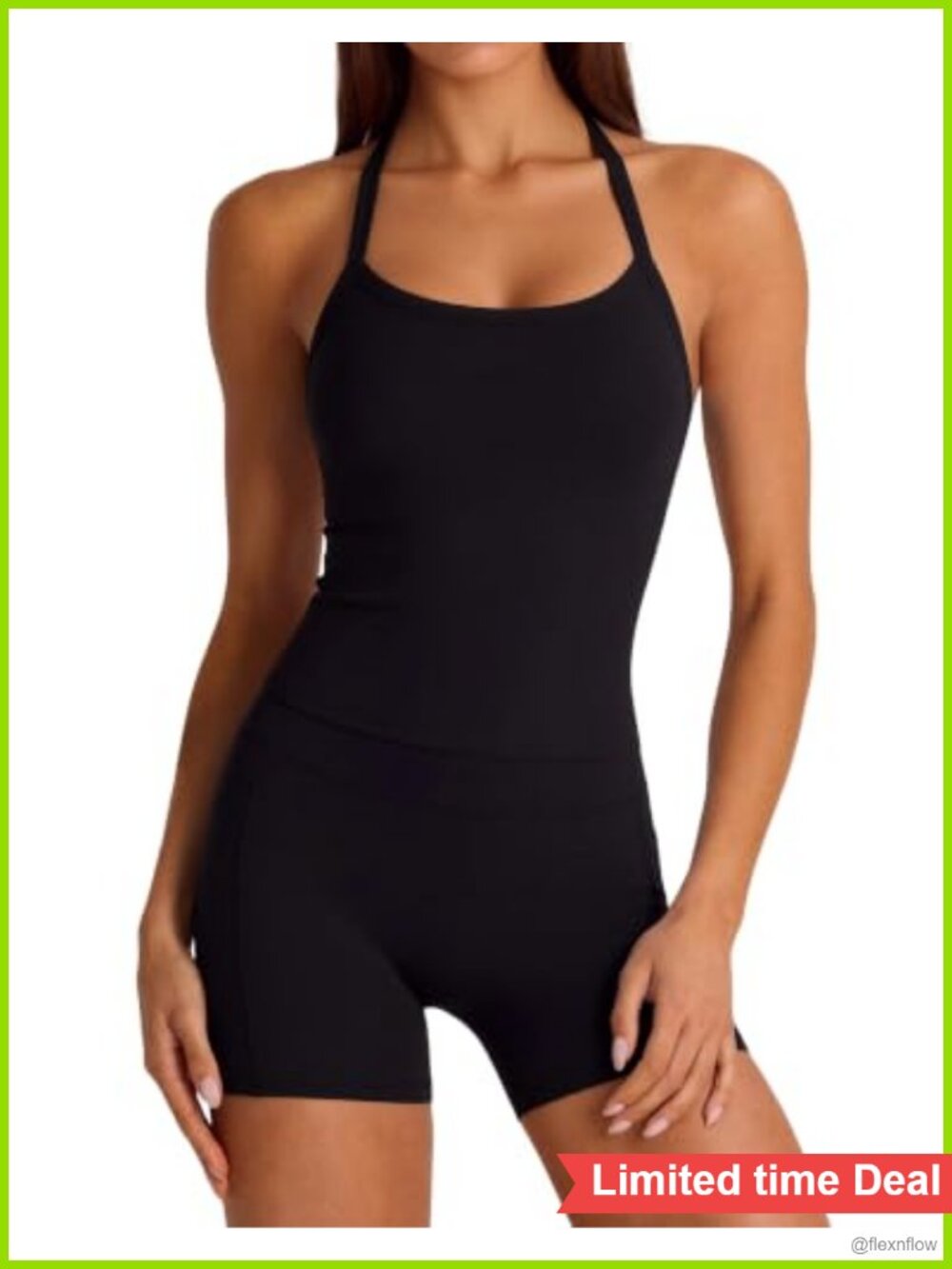 2 Piece Workout Set High Waisted Biker Shorts Pockets Built in Bra Racerback